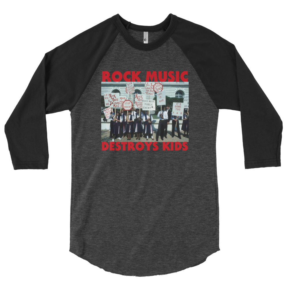 Rock Music Destroys Kids 3/4 Sleeve Raglan Baseball Shirt