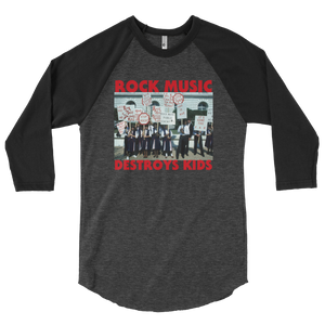 Rock Music Destroys Kids 3/4 Sleeve Raglan Baseball Shirt